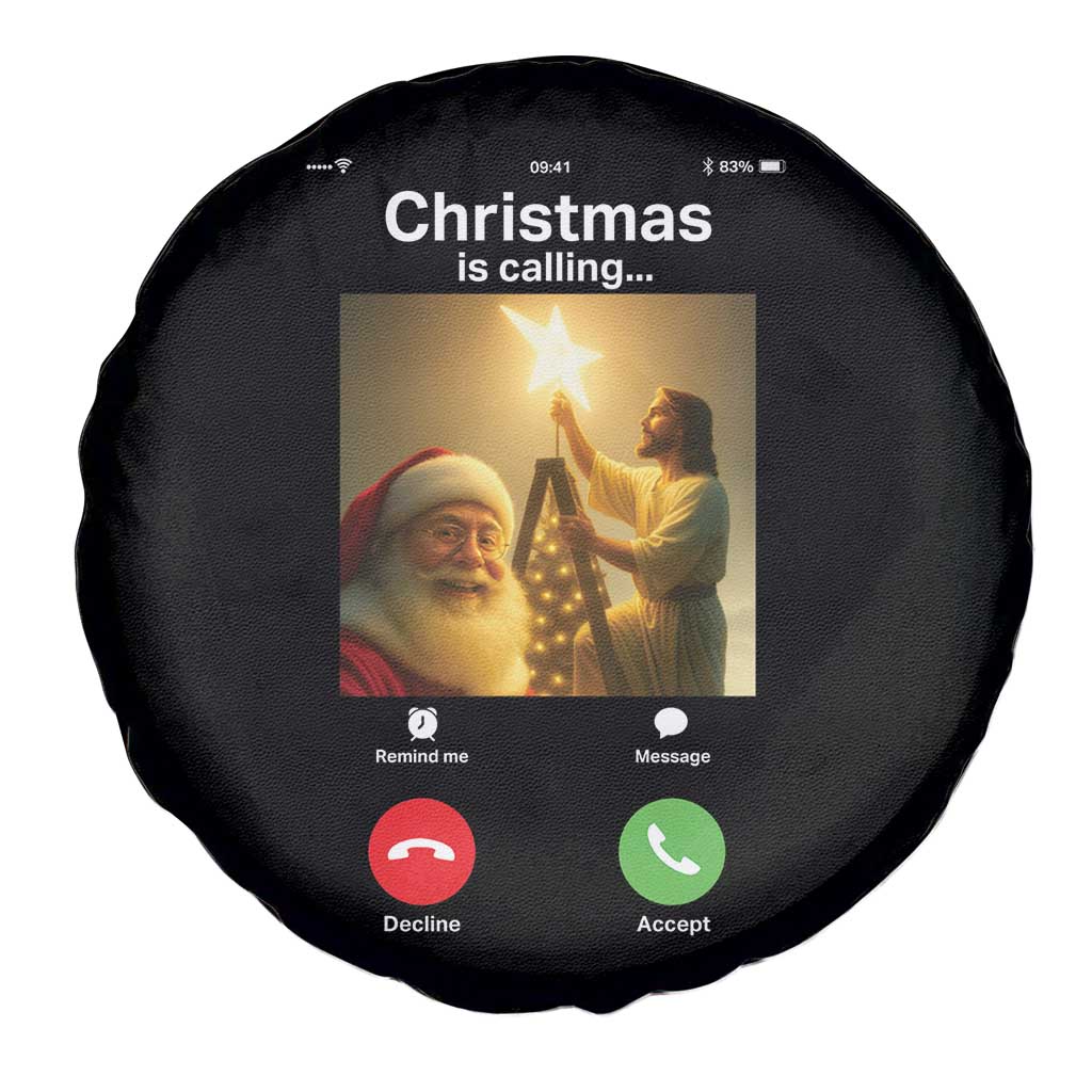 Funny Santa Jesus Video Call Spare Tire Cover - Wonder Print Shop