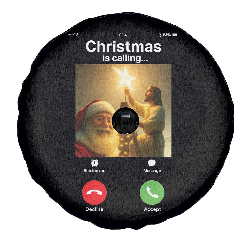 Funny Santa Jesus Video Call Spare Tire Cover - Wonder Print Shop