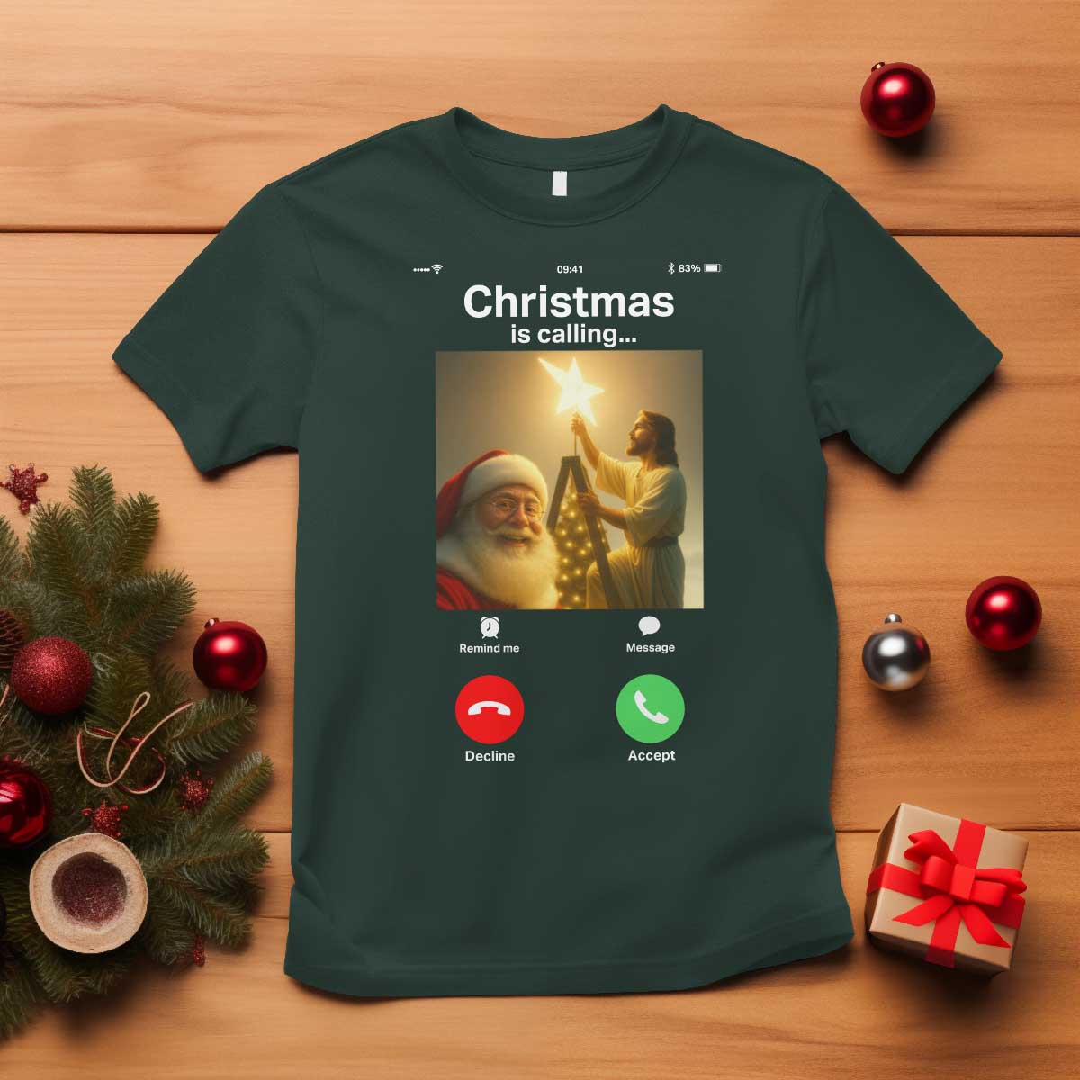 Funny Santa Jesus Video Call T Shirt - Wonder Print Shop