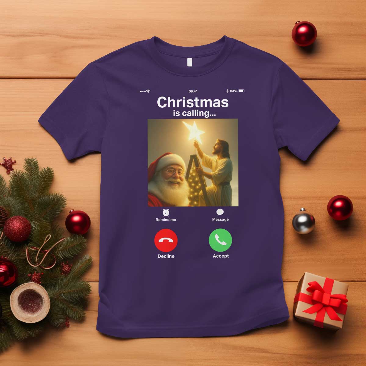 Funny Santa Jesus Video Call T Shirt - Wonder Print Shop