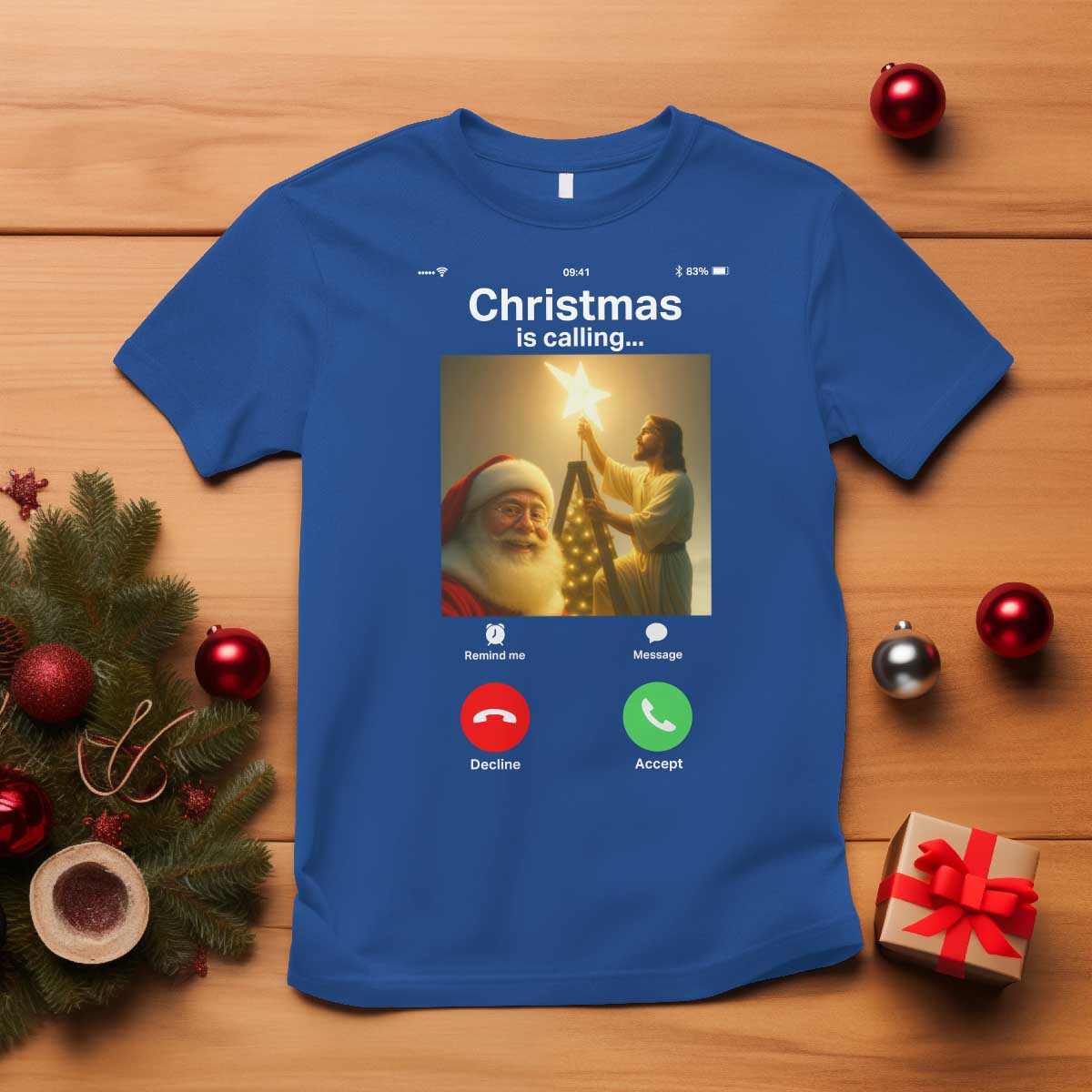 Funny Santa Jesus Video Call T Shirt - Wonder Print Shop