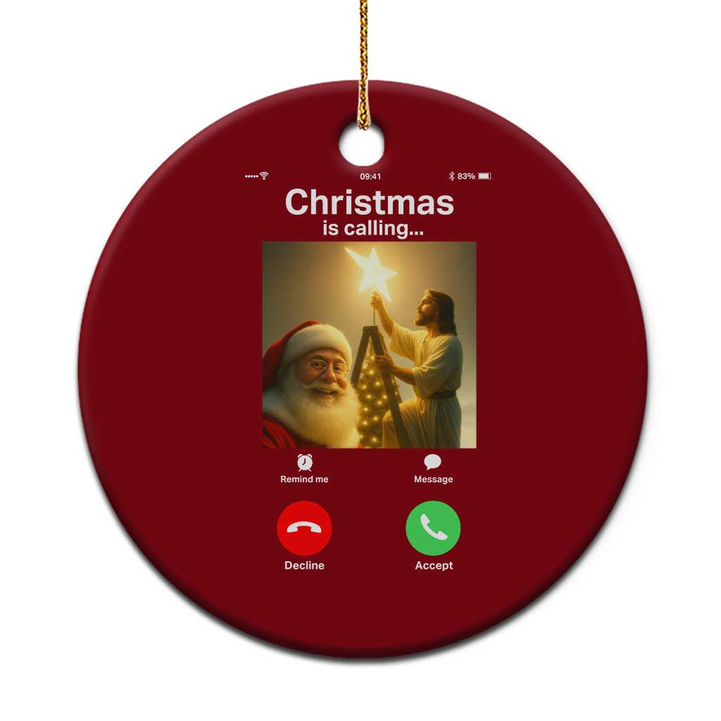 Funny Santa Jesus Video Call Ceramic Ornament - Wonder Print Shop