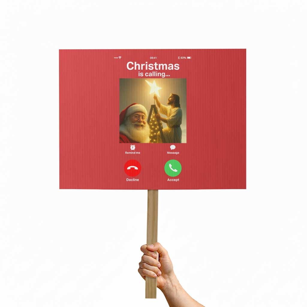 Funny Santa Jesus Video Call Protest Sign - Wonder Print Shop