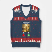 Funny Santa Jesus Video Call V-Neck Knit Sweater Vest - Wonder Print Shop