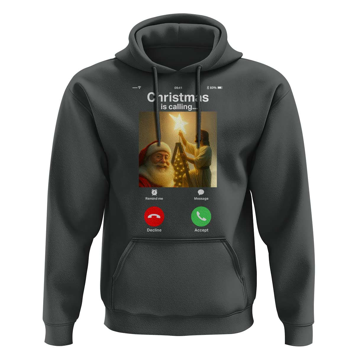 Funny Santa Jesus Video Call Hoodie - Wonder Print Shop