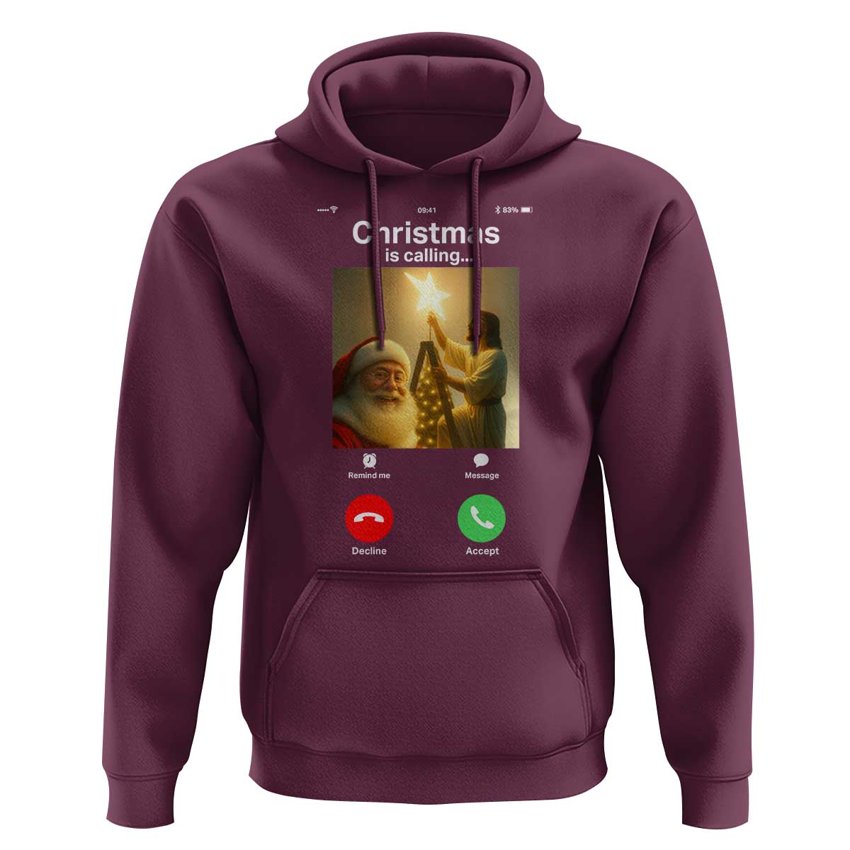 Funny Santa Jesus Video Call Hoodie - Wonder Print Shop