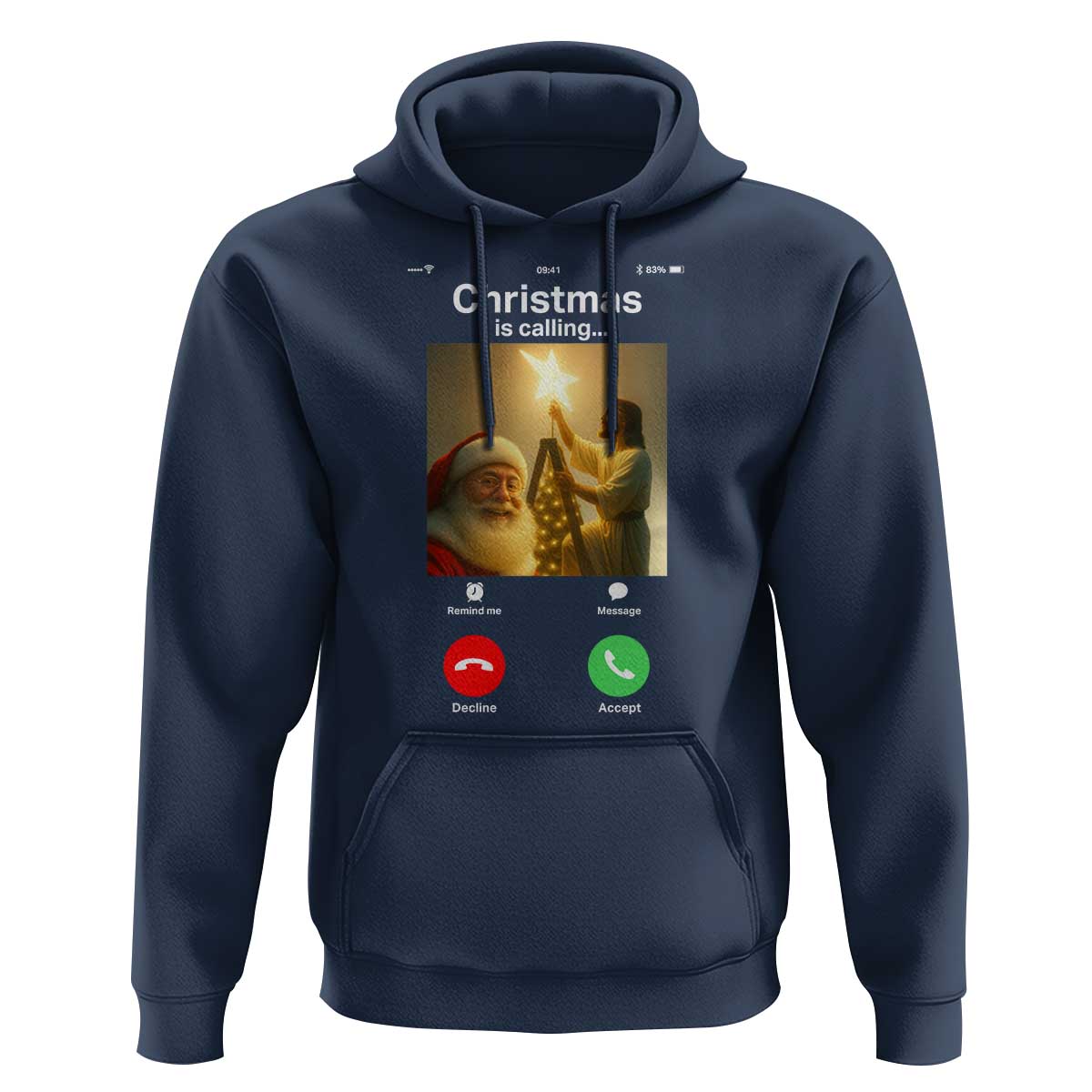 Funny Santa Jesus Video Call Hoodie - Wonder Print Shop