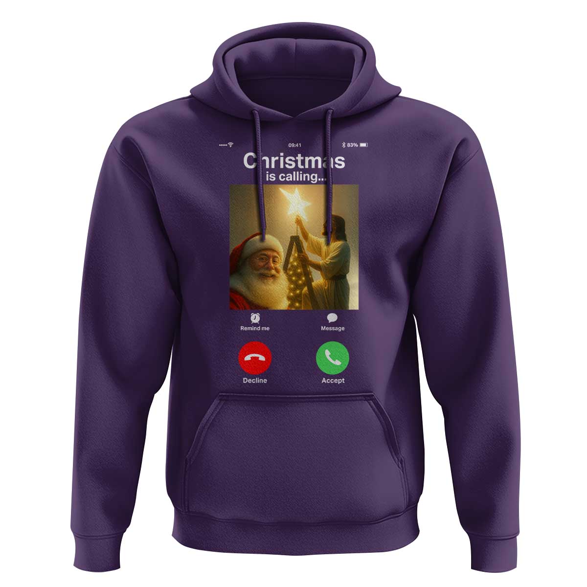 Funny Santa Jesus Video Call Hoodie - Wonder Print Shop