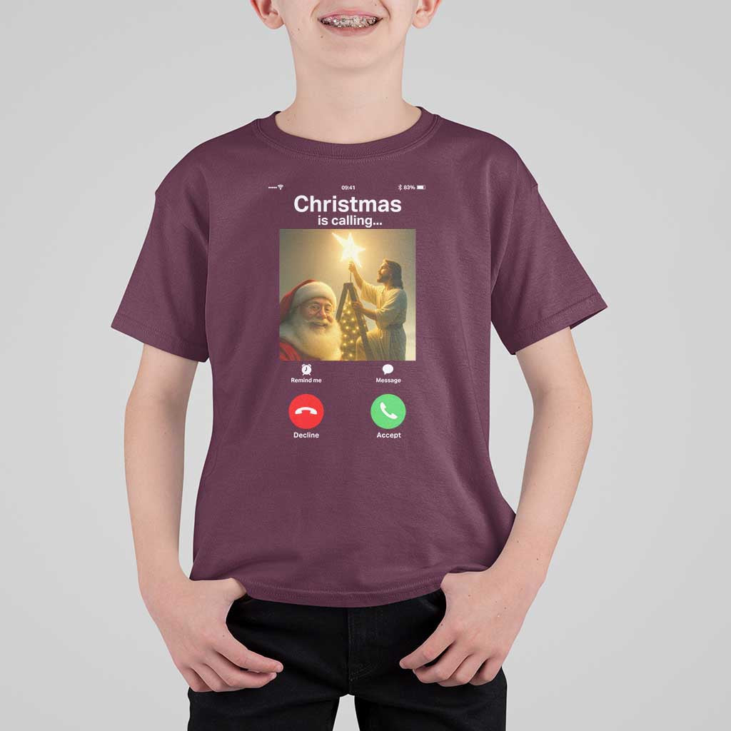 Funny Santa Jesus Video Call T Shirt For Kid - Wonder Print Shop
