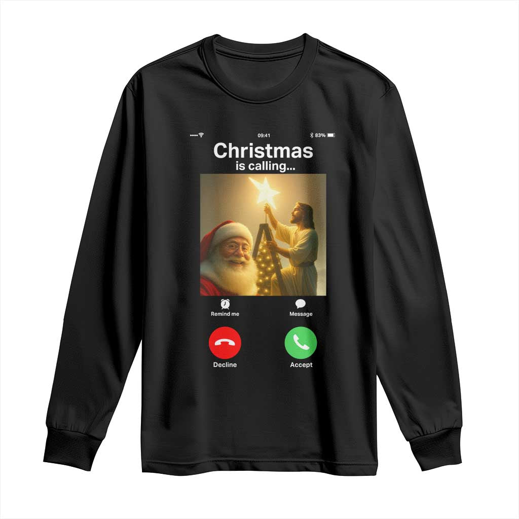 Funny Santa Jesus Video Call Long Sleeve Shirt - Wonder Print Shop