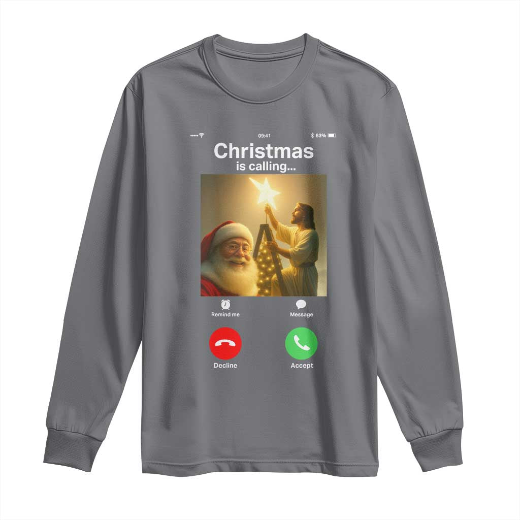 Funny Santa Jesus Video Call Long Sleeve Shirt - Wonder Print Shop