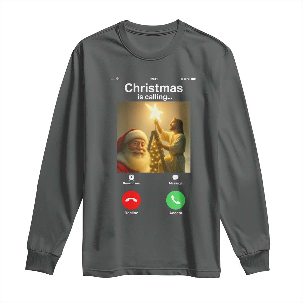Funny Santa Jesus Video Call Long Sleeve Shirt - Wonder Print Shop