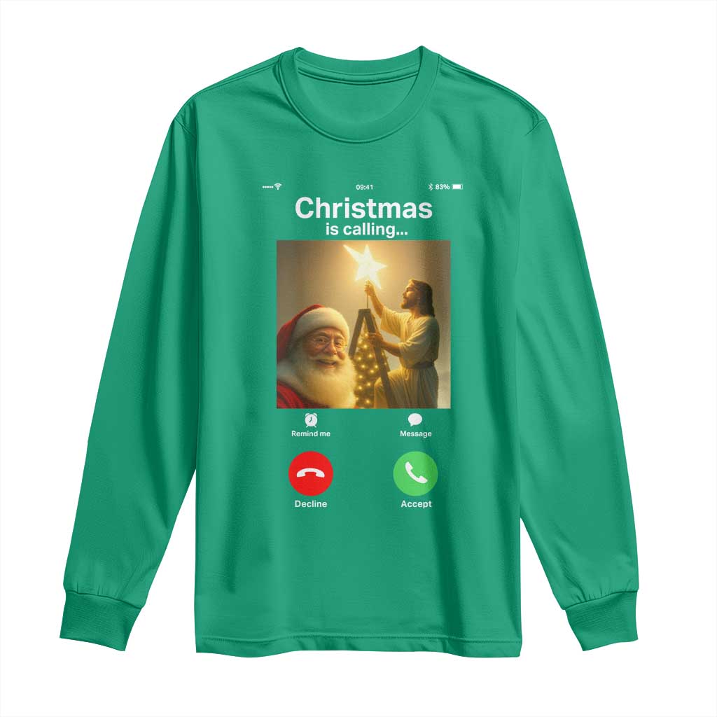 Funny Santa Jesus Video Call Long Sleeve Shirt - Wonder Print Shop