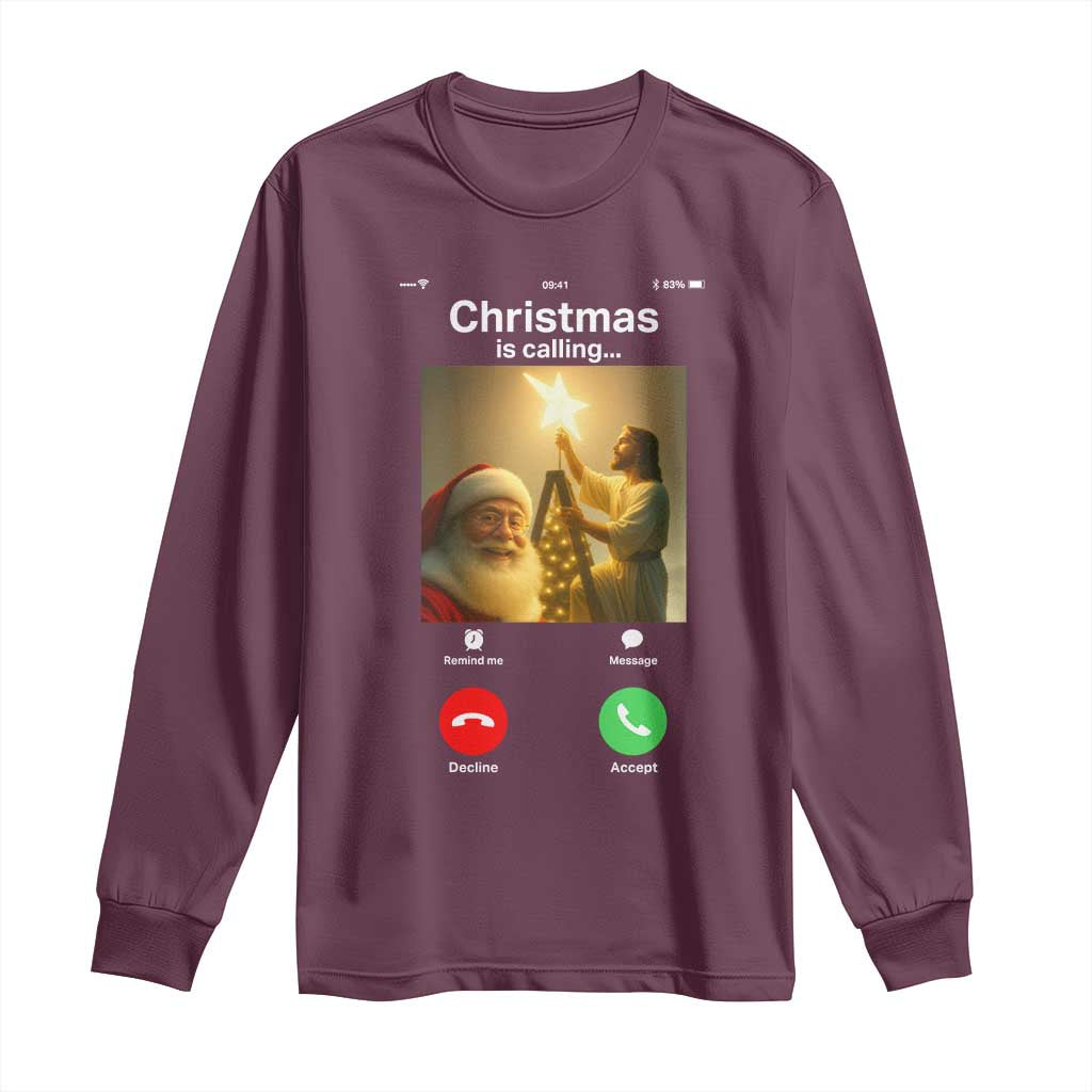Funny Santa Jesus Video Call Long Sleeve Shirt - Wonder Print Shop