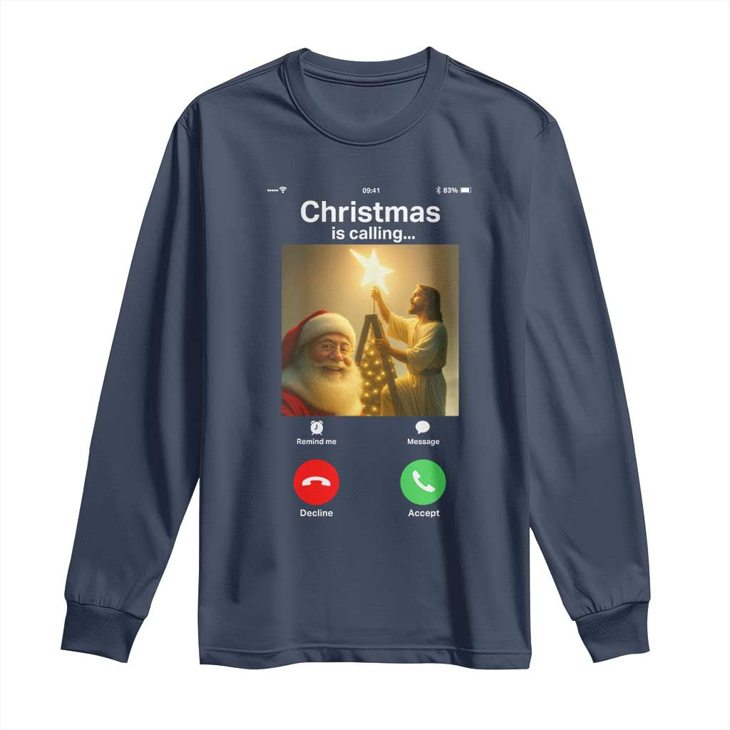Funny Santa Jesus Video Call Long Sleeve Shirt - Wonder Print Shop