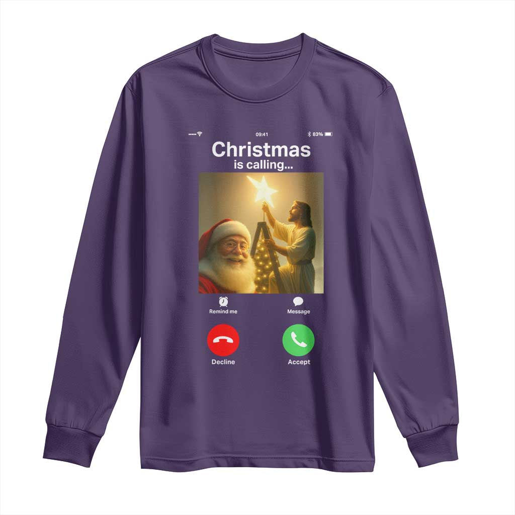 Funny Santa Jesus Video Call Long Sleeve Shirt - Wonder Print Shop