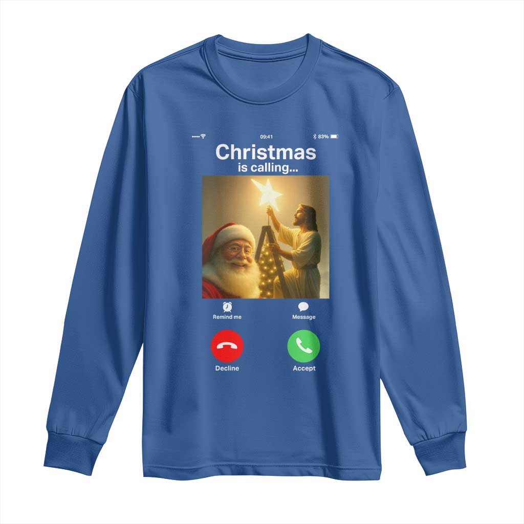 Funny Santa Jesus Video Call Long Sleeve Shirt - Wonder Print Shop