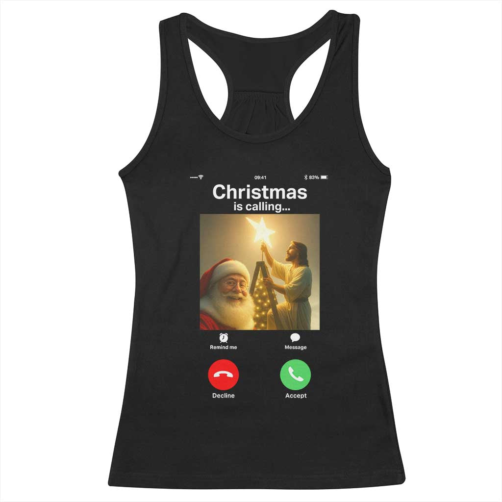 Funny Santa Jesus Video Call Racerback Tank Top - Wonder Print Shop