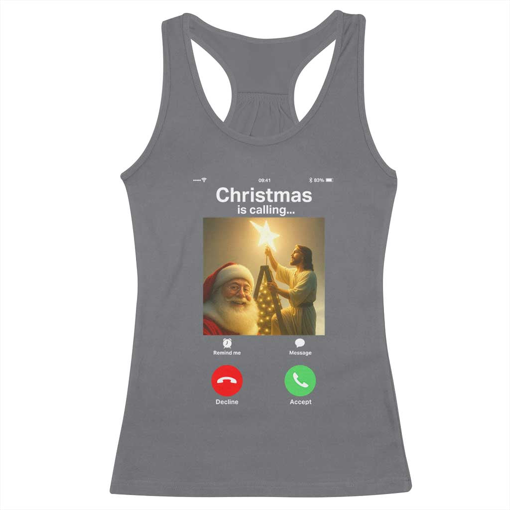 Funny Santa Jesus Video Call Racerback Tank Top - Wonder Print Shop