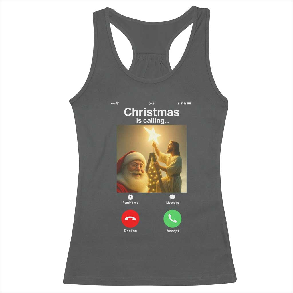 Funny Santa Jesus Video Call Racerback Tank Top - Wonder Print Shop