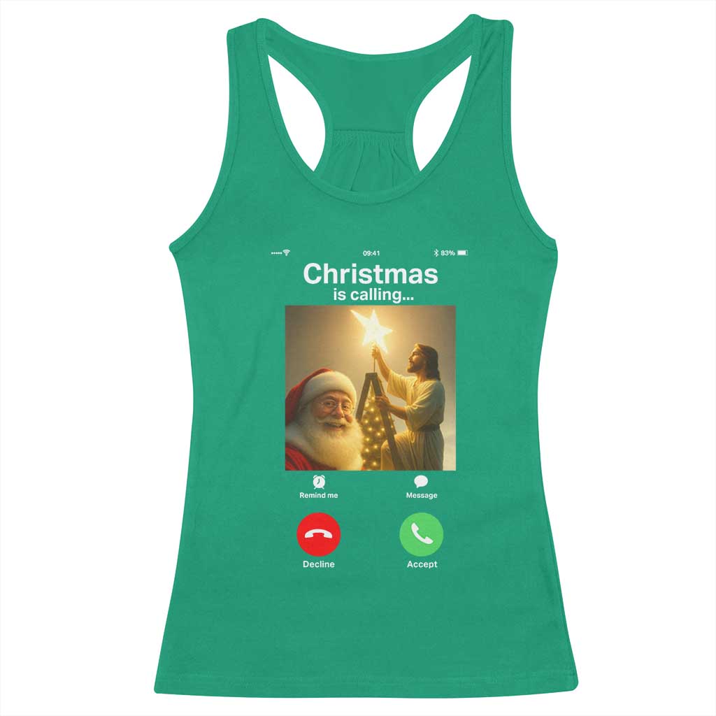Funny Santa Jesus Video Call Racerback Tank Top - Wonder Print Shop