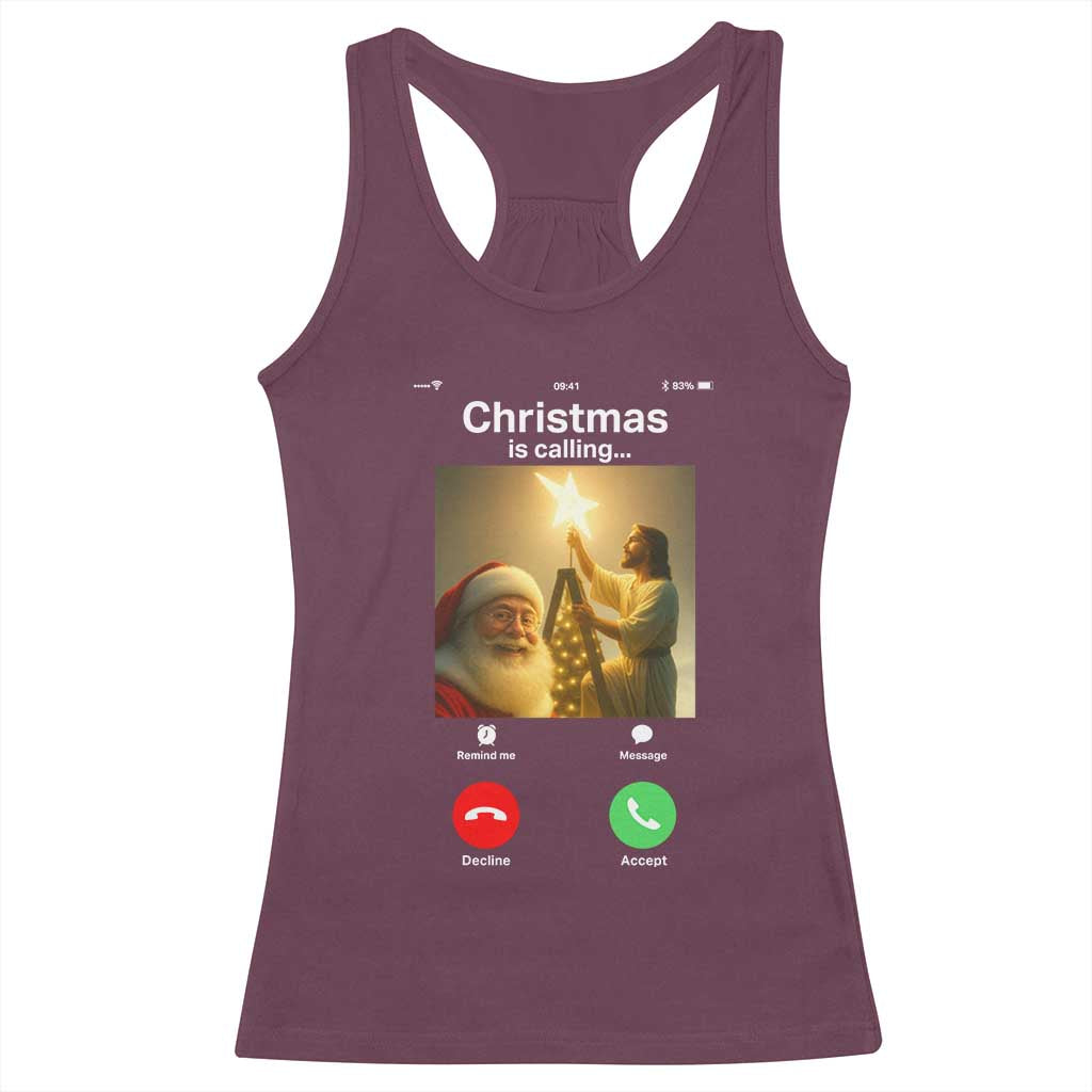 Funny Santa Jesus Video Call Racerback Tank Top - Wonder Print Shop
