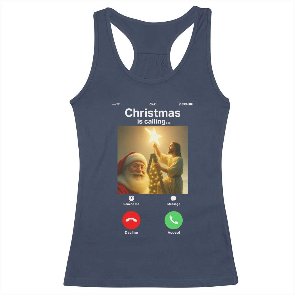 Funny Santa Jesus Video Call Racerback Tank Top - Wonder Print Shop
