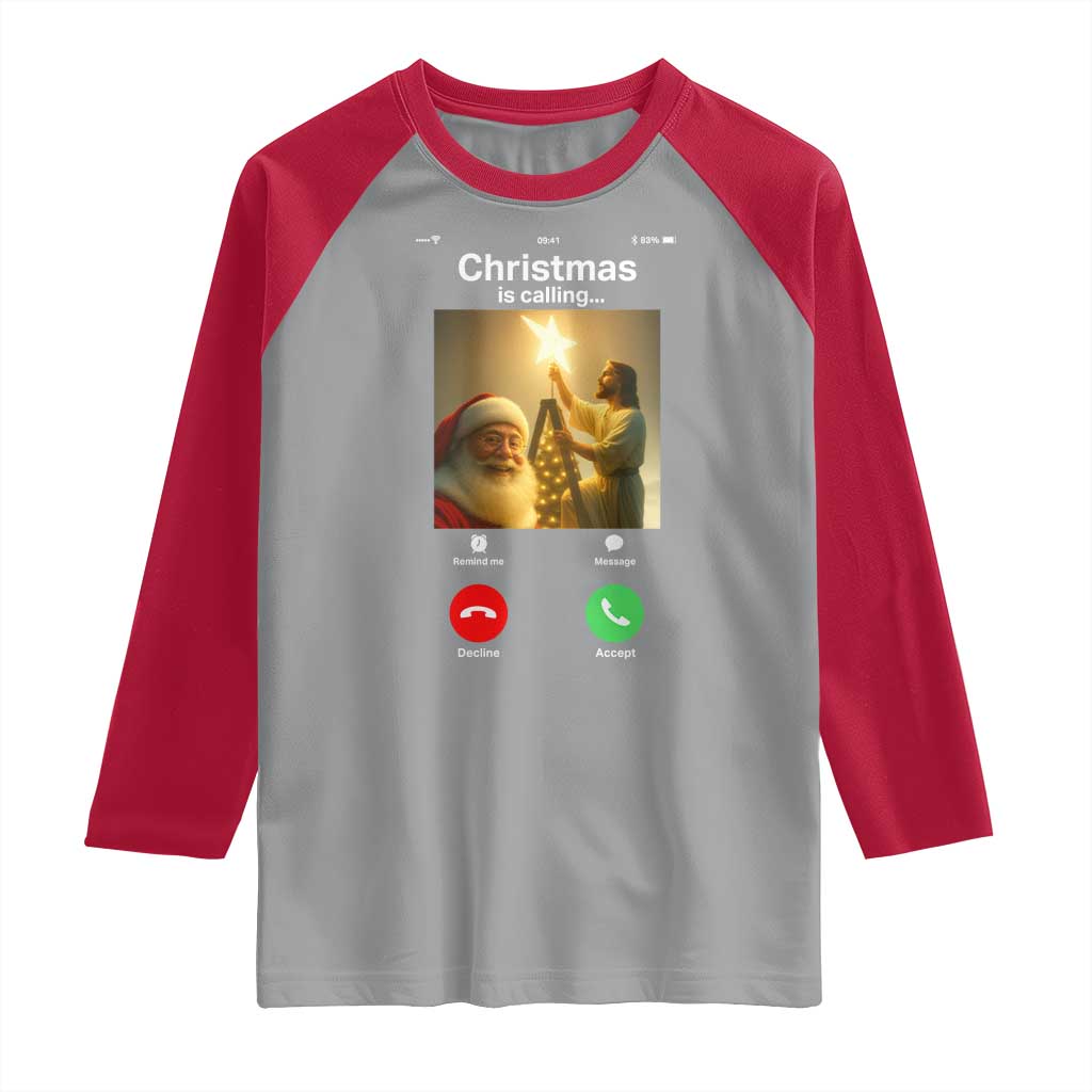 Funny Santa Jesus Video Call Raglan Shirt - Wonder Print Shop