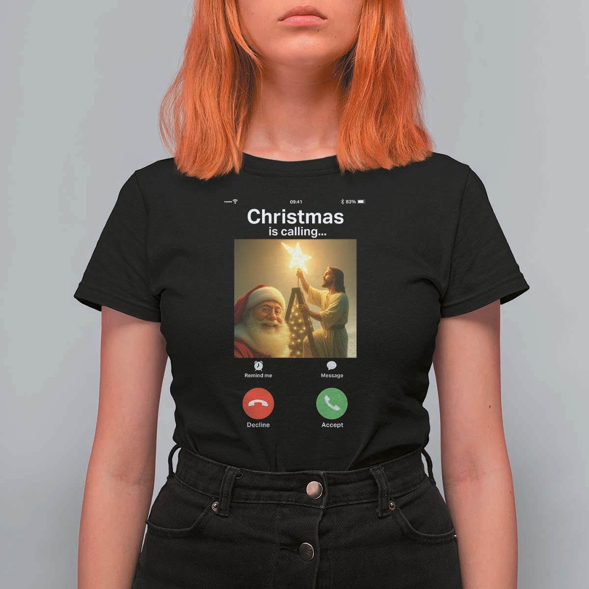 Funny Santa Jesus Video Call T Shirt For Women - Wonder Print Shop