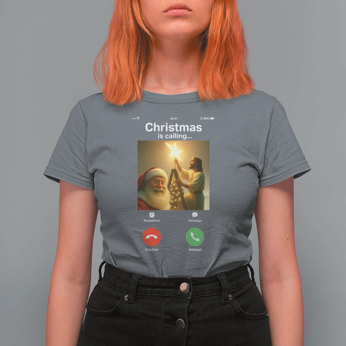 Funny Santa Jesus Video Call T Shirt For Women - Wonder Print Shop