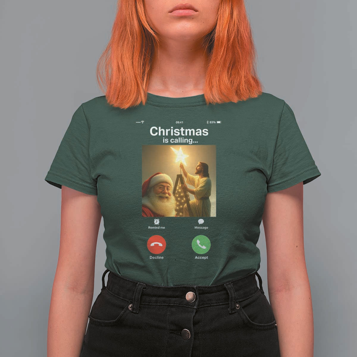 Funny Santa Jesus Video Call T Shirt For Women - Wonder Print Shop
