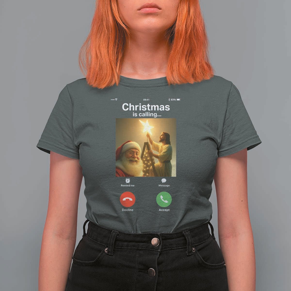 Funny Santa Jesus Video Call T Shirt For Women - Wonder Print Shop