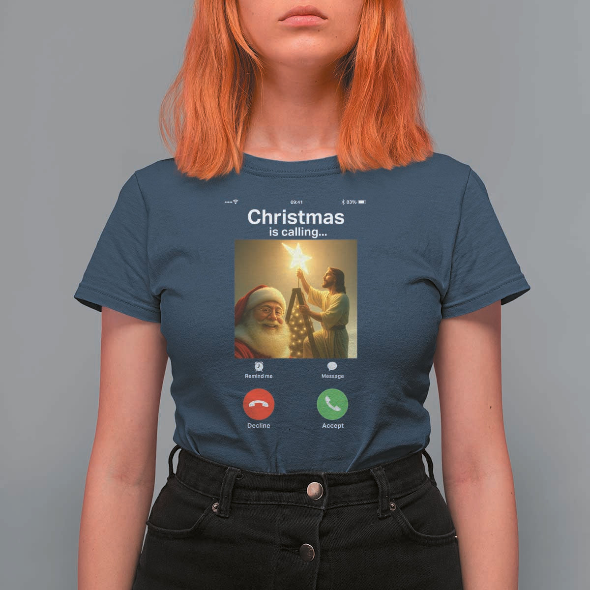 Funny Santa Jesus Video Call T Shirt For Women - Wonder Print Shop