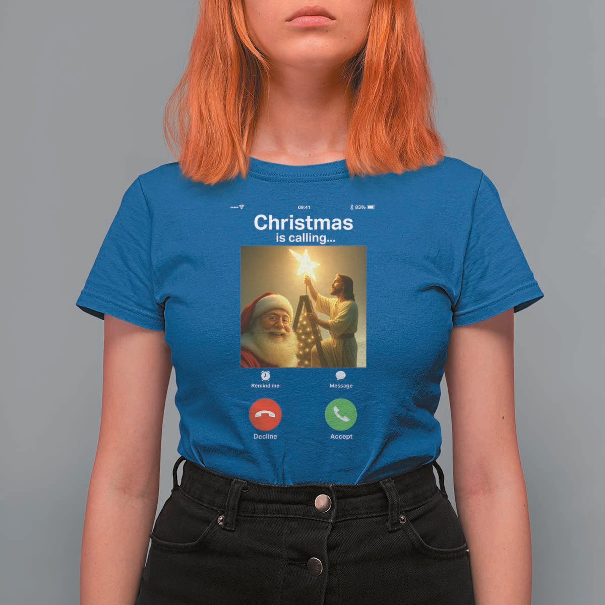 Funny Santa Jesus Video Call T Shirt For Women - Wonder Print Shop