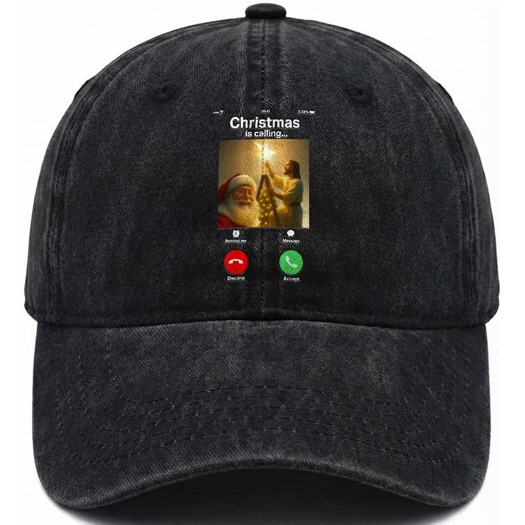 Funny Santa Jesus Video Call Washed Cotton Baseball Cap