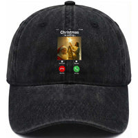 Funny Santa Jesus Video Call Washed Cotton Baseball Cap