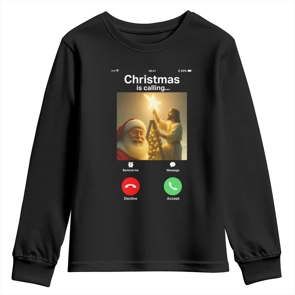 Funny Santa Jesus Video Call Youth Sweatshirt - Wonder Print Shop