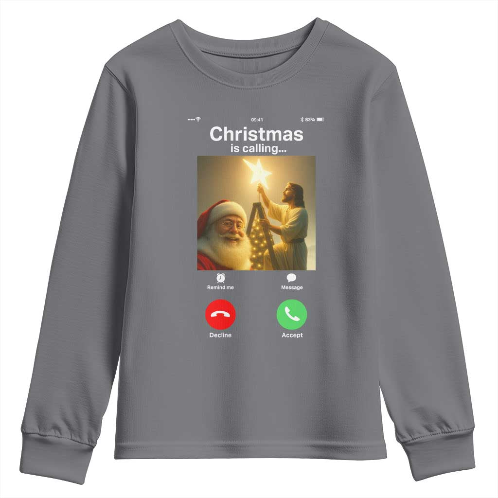 Funny Santa Jesus Video Call Youth Sweatshirt - Wonder Print Shop