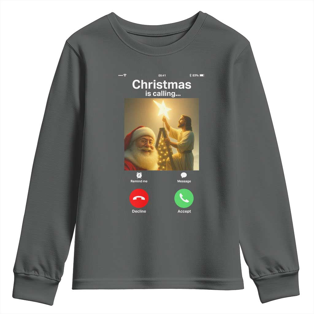 Funny Santa Jesus Video Call Youth Sweatshirt - Wonder Print Shop