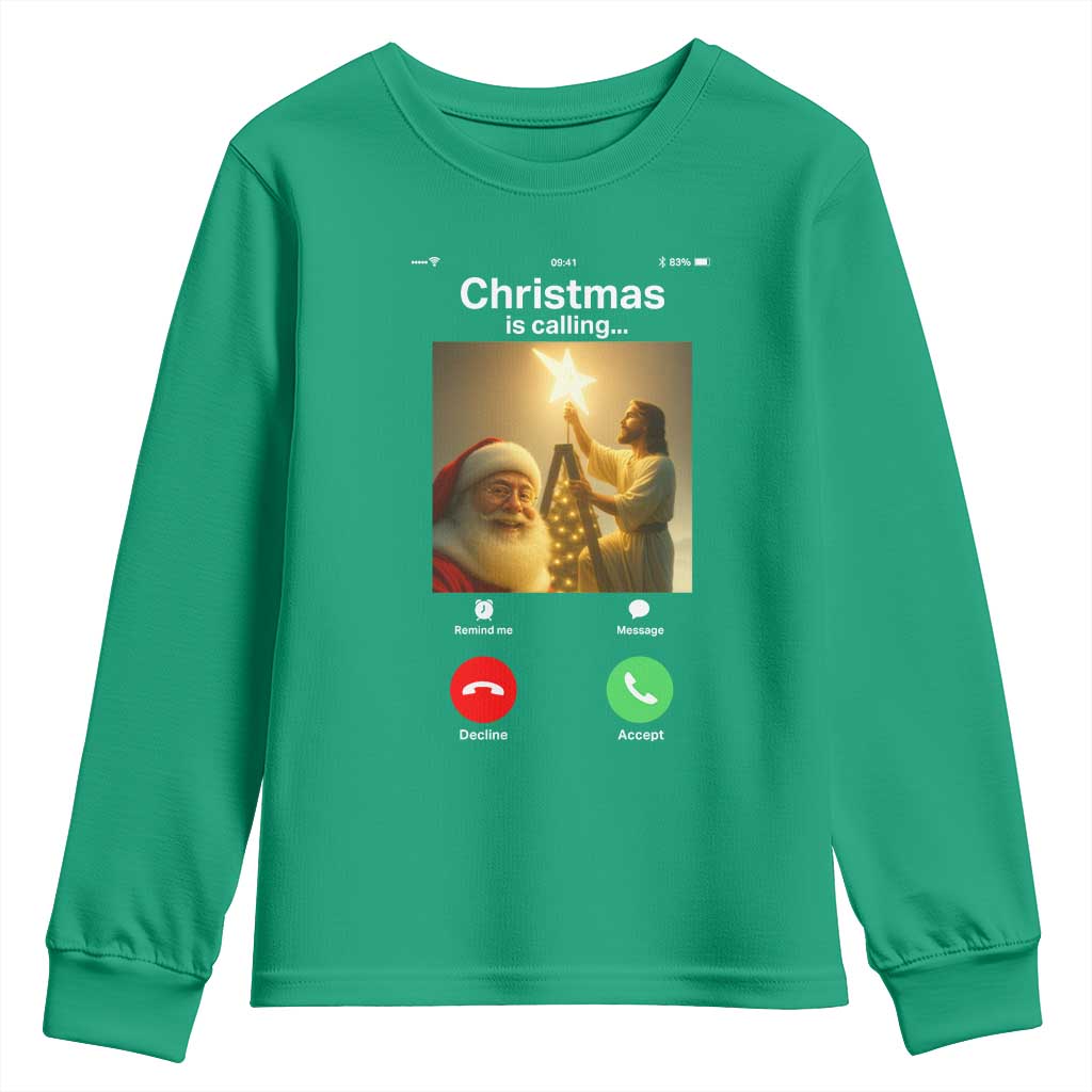 Funny Santa Jesus Video Call Youth Sweatshirt - Wonder Print Shop