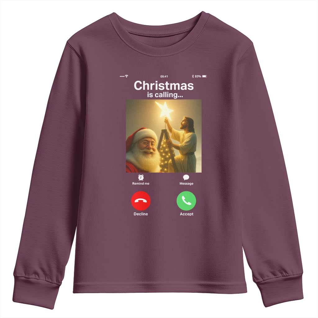 Funny Santa Jesus Video Call Youth Sweatshirt - Wonder Print Shop