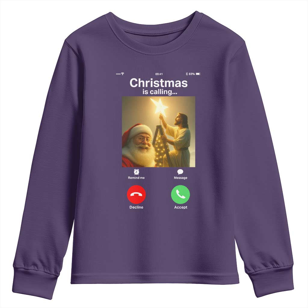 Funny Santa Jesus Video Call Youth Sweatshirt - Wonder Print Shop