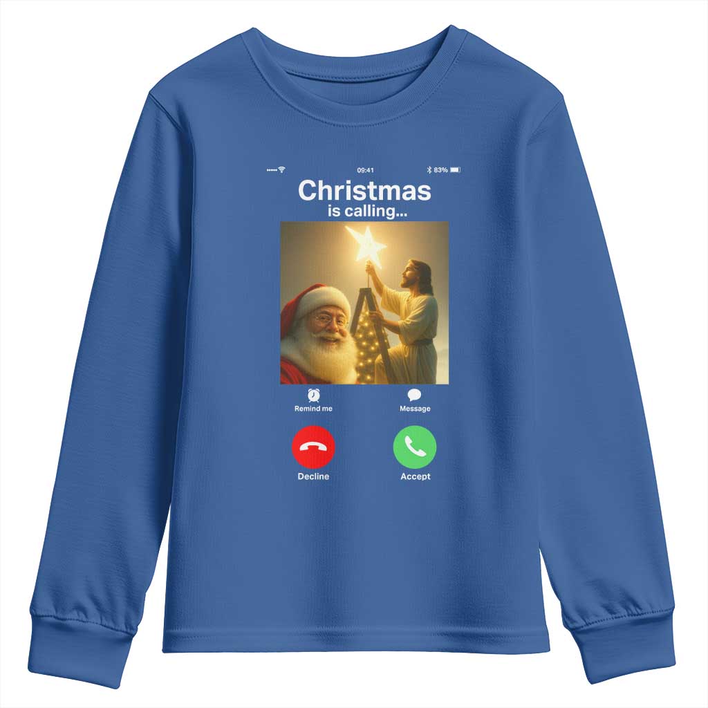 Funny Santa Jesus Video Call Youth Sweatshirt - Wonder Print Shop