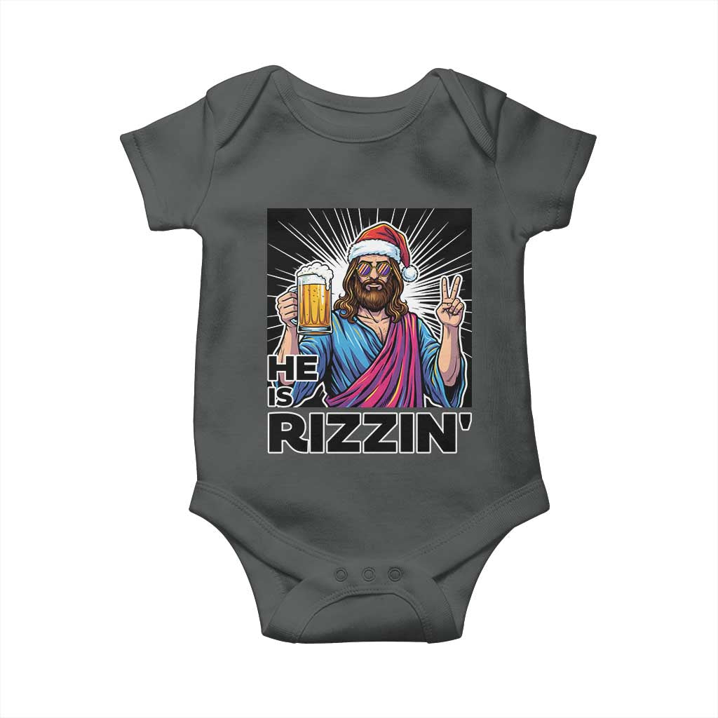 Jesus Christmas Baby Onesie Funny Drinking Beer Xmas Holiday - Wonder Print Shop