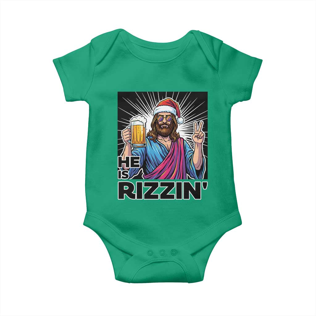 Jesus Christmas Baby Onesie Funny Drinking Beer Xmas Holiday - Wonder Print Shop