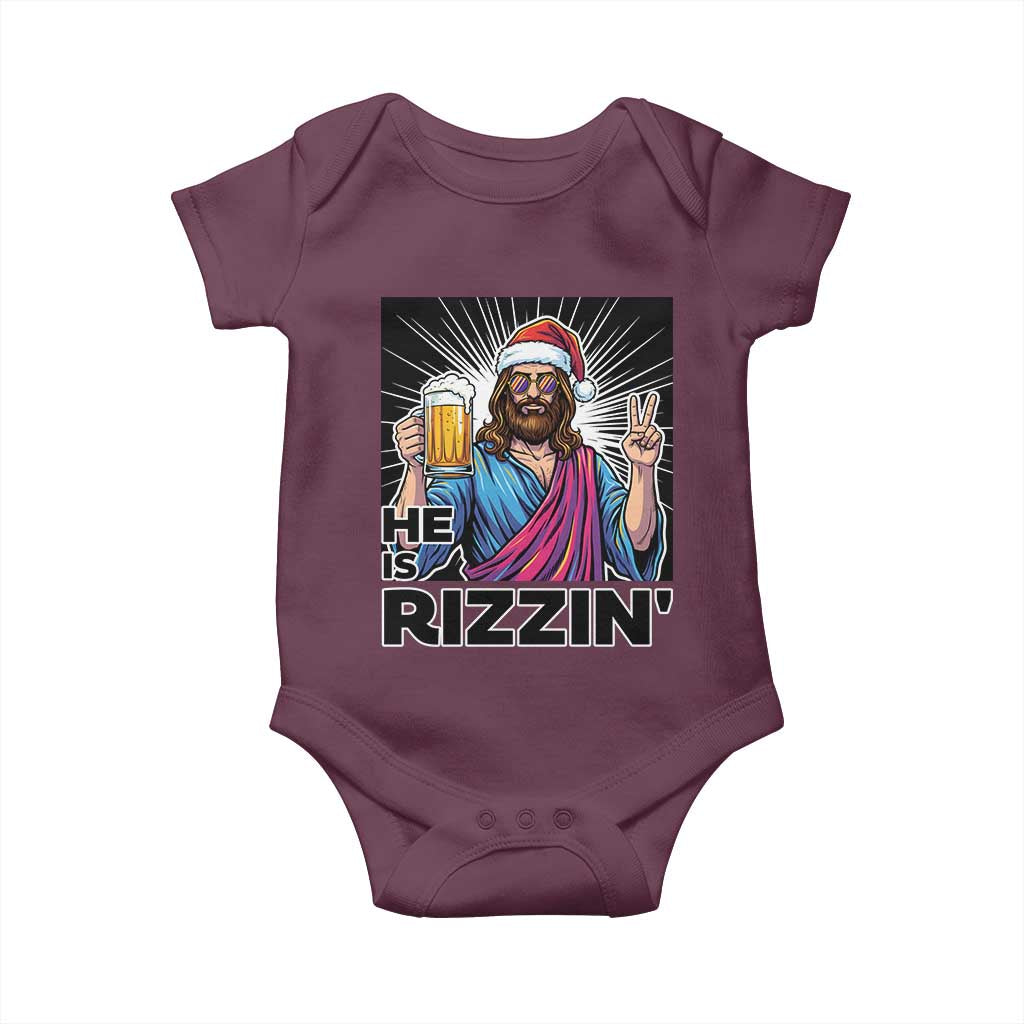 Jesus Christmas Baby Onesie Funny Drinking Beer Xmas Holiday - Wonder Print Shop