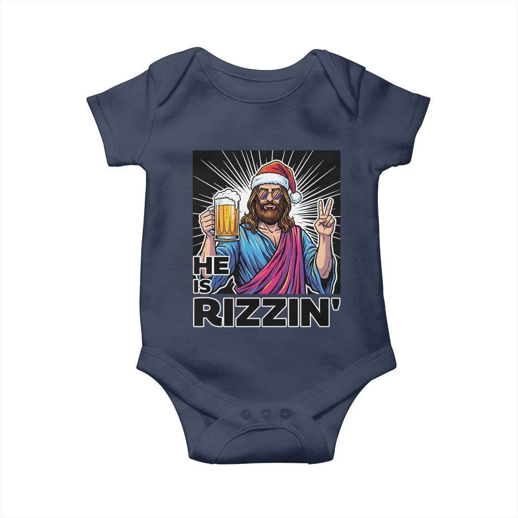Jesus Christmas Baby Onesie Funny Drinking Beer Xmas Holiday - Wonder Print Shop
