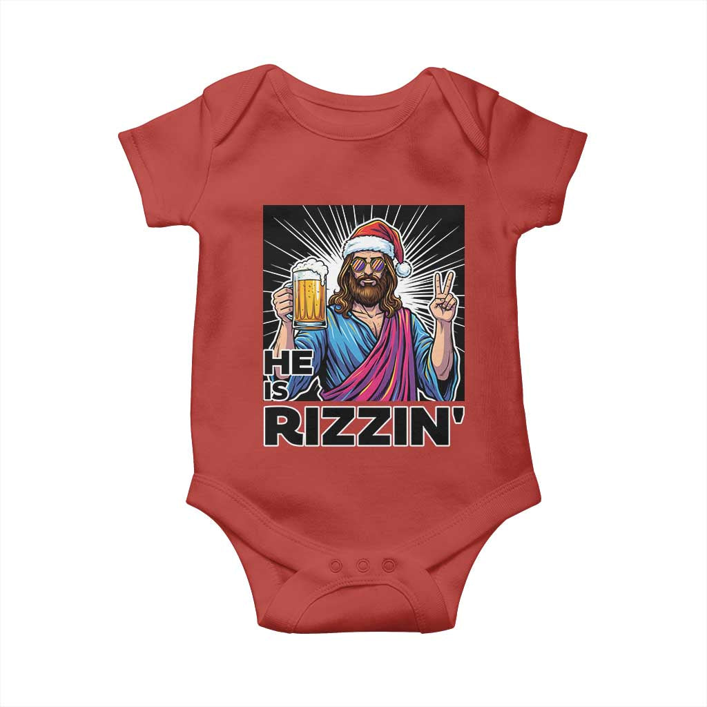 Jesus Christmas Baby Onesie Funny Drinking Beer Xmas Holiday - Wonder Print Shop