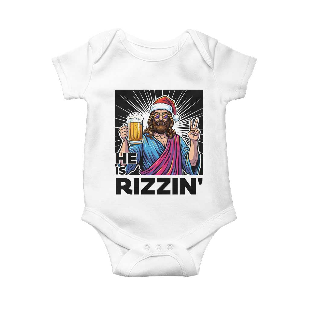 Jesus Christmas Baby Onesie Funny Drinking Beer Xmas Holiday - Wonder Print Shop