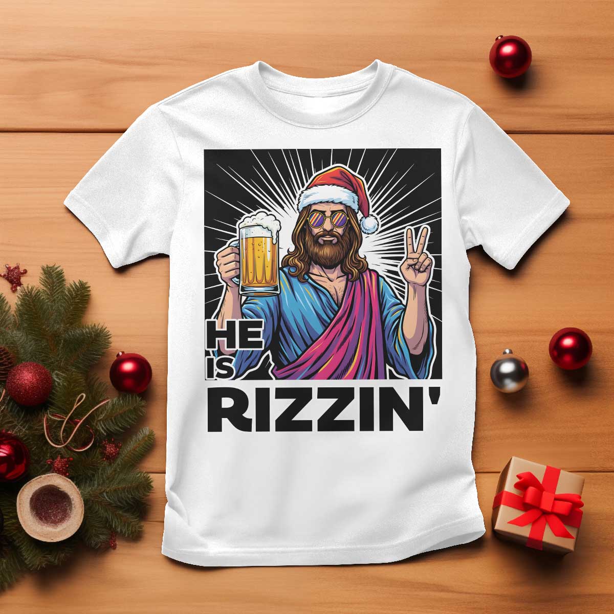 Jesus Christmas T Shirt Funny Drinking Beer Xmas Holiday - Wonder Print Shop